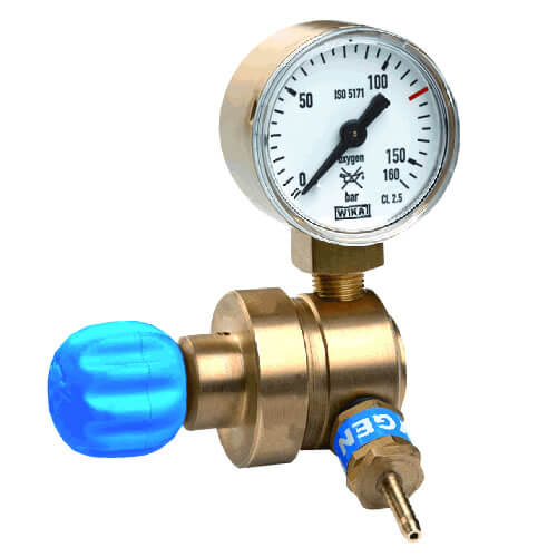 Zuurstof drukregelaar M10x1 met manometer & anti terugslagklep t.b.v